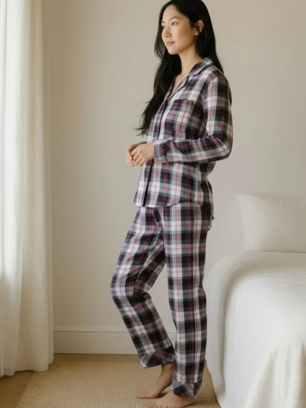 Victoria's Secret Plaid Button-Front Pajama Set (Size S)